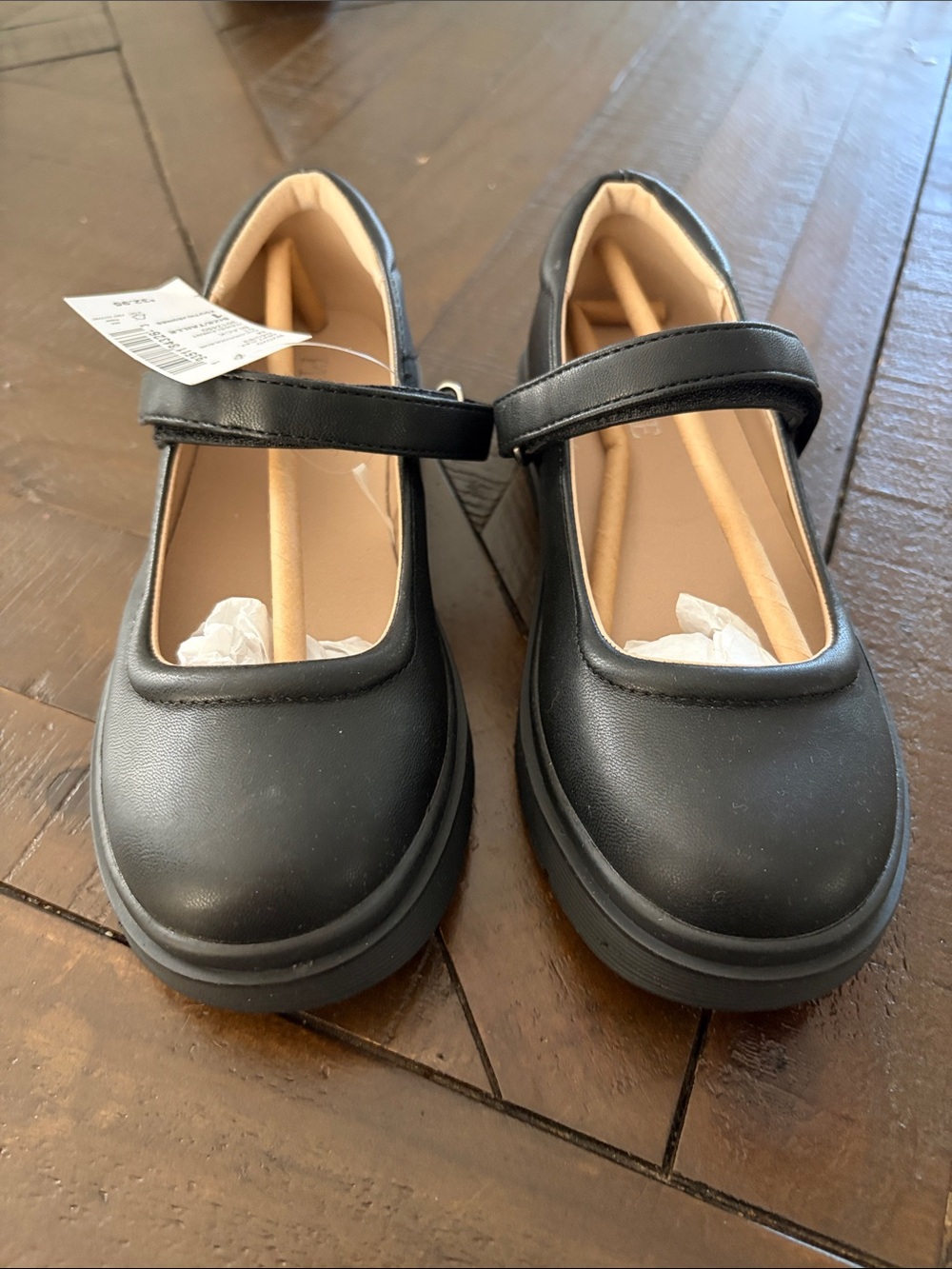the childrens place girls mary jane black leather shoes sz 1 nwt - Picture 2 of 6